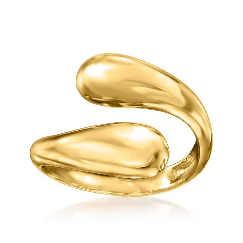 18kt gold over sterling puffed bypass ring, smooth rounded open design