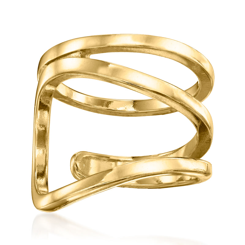 Abstract highway band ring in gold-tone over sterling, open loop design