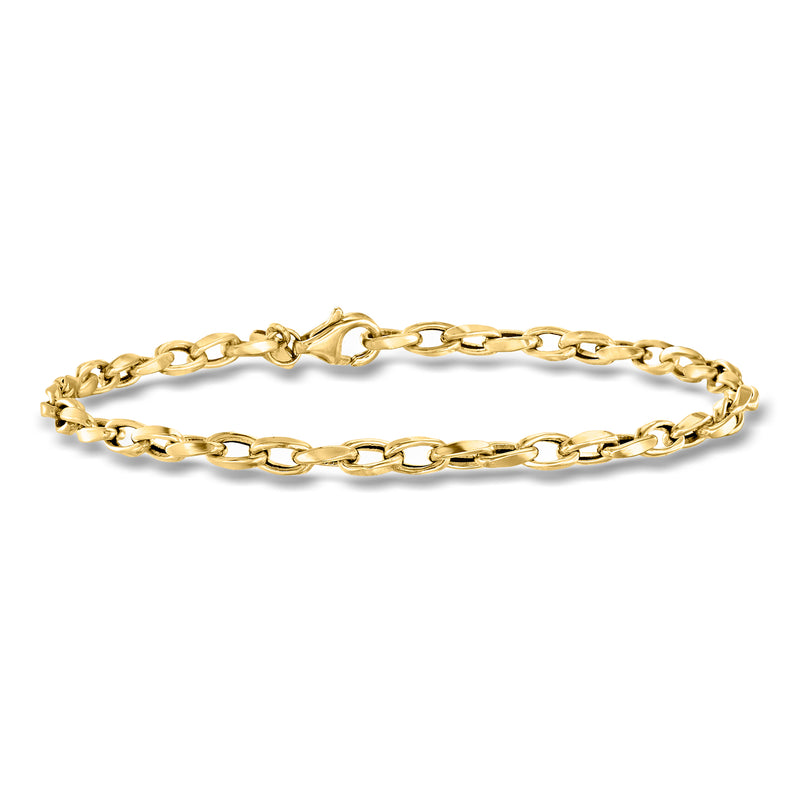 Yellow gold twisted cable-chain bracelet with oval links and lobster clasp