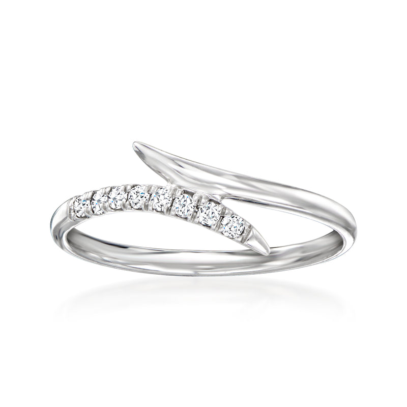 Sterling silver diamond bypass ring