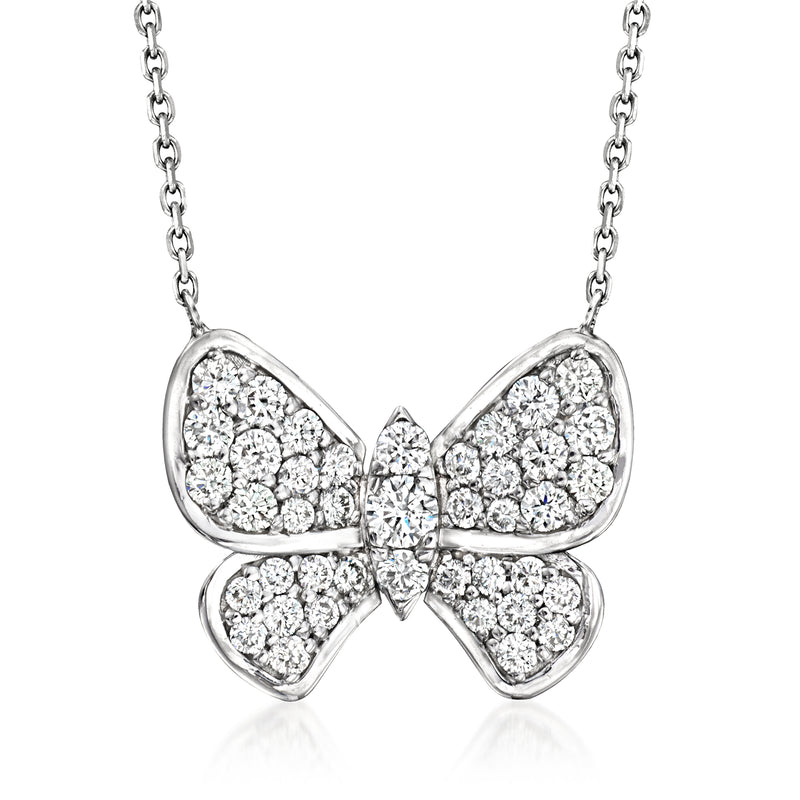 Diamond butterfly necklace in 14kt white gold