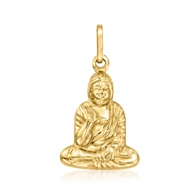 14kt yellow gold Buddha pendant with seated figure and loop bail