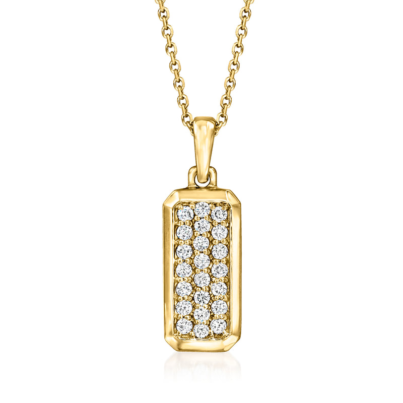 14kt yellow gold diamond bar pendant necklace with bezel-set round diamonds
