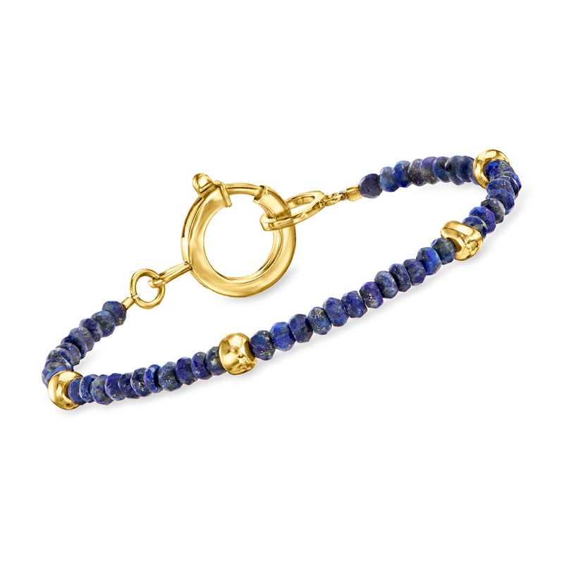 Lapis bead bracelet with 18kt gold over sterling clasp and gold spacer accents