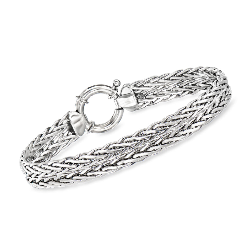 Sterling silver double wheat-chain bracelet with toggle clasp