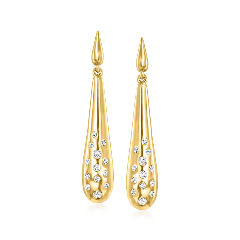 18kt yellow gold teardrop drop earrings with round diamond cluster detailing