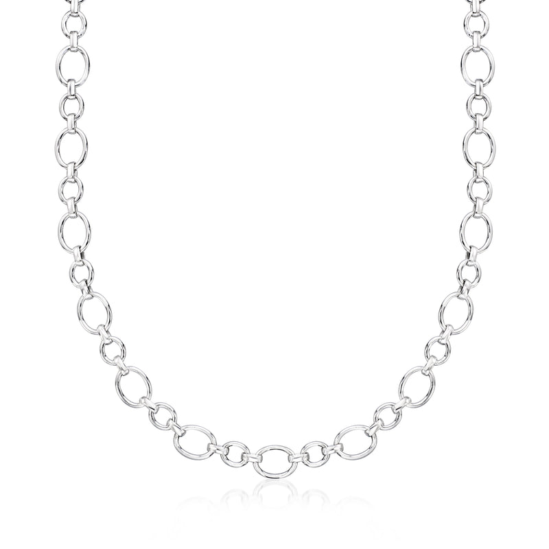 Sterling silver alternating oval-link necklace chain