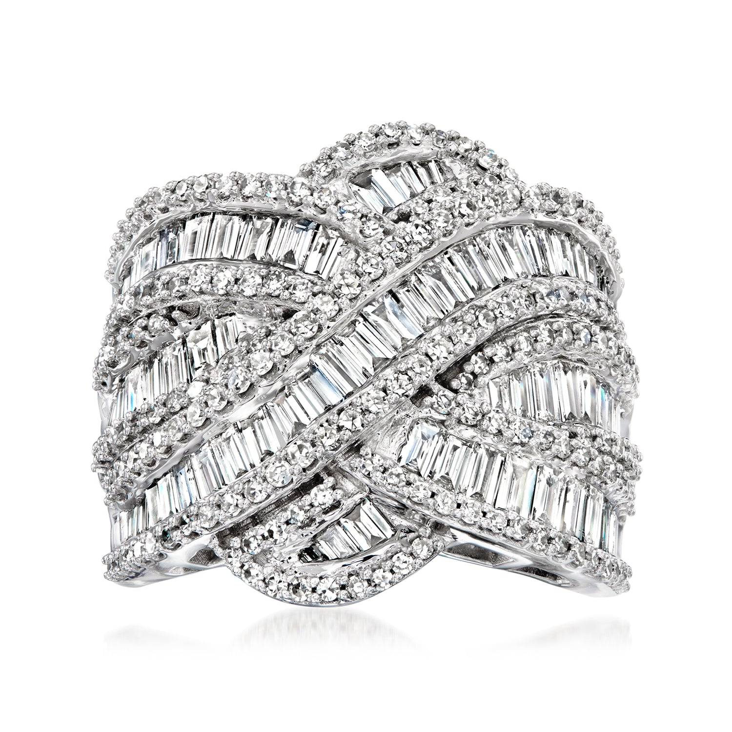 2.40 ct. t.w. Round and Baguette Lab Grown Diamond Highway Ring in 14kt White Gold