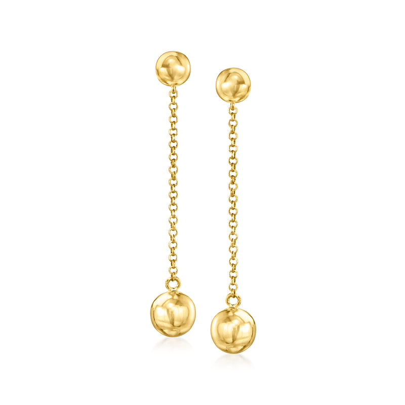 Gold-tone ball chain drop earrings with round polished spheres