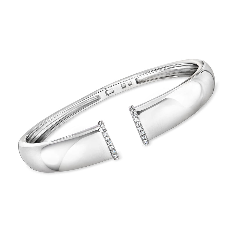 Sterling silver cuff bracelet with two vertical diamond accents (.25 ct t.w.).