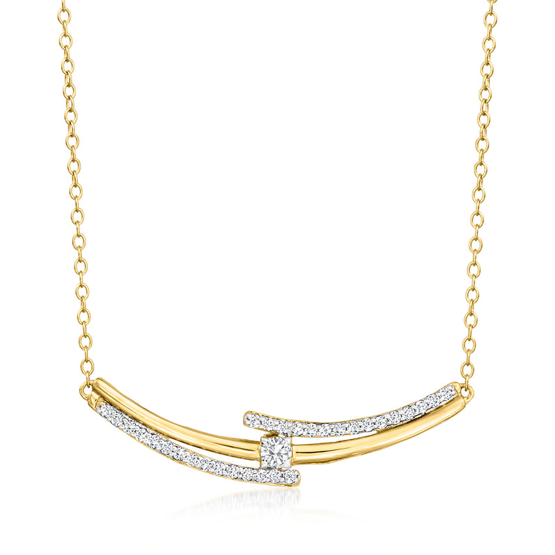 Diamond curved multi-bar necklace in gold over sterling with pavé accents