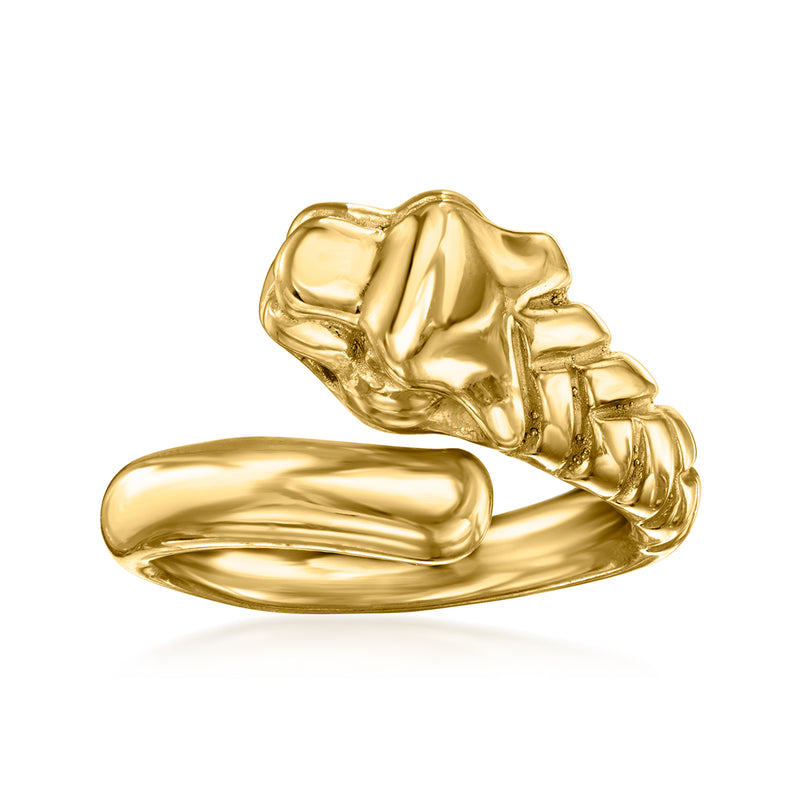 14kt yellow gold panther head ring with sculpted claws, polished finish