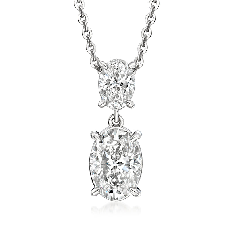 2.00 ct. t.w. Oval Lab-Grown Diamond Pendant Necklace in 14kt White Gold