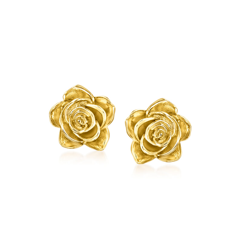 14kt yellow gold rose post earrings with spiral center