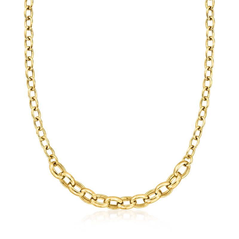 18kt gold over sterling cable-link necklace with oval chain links