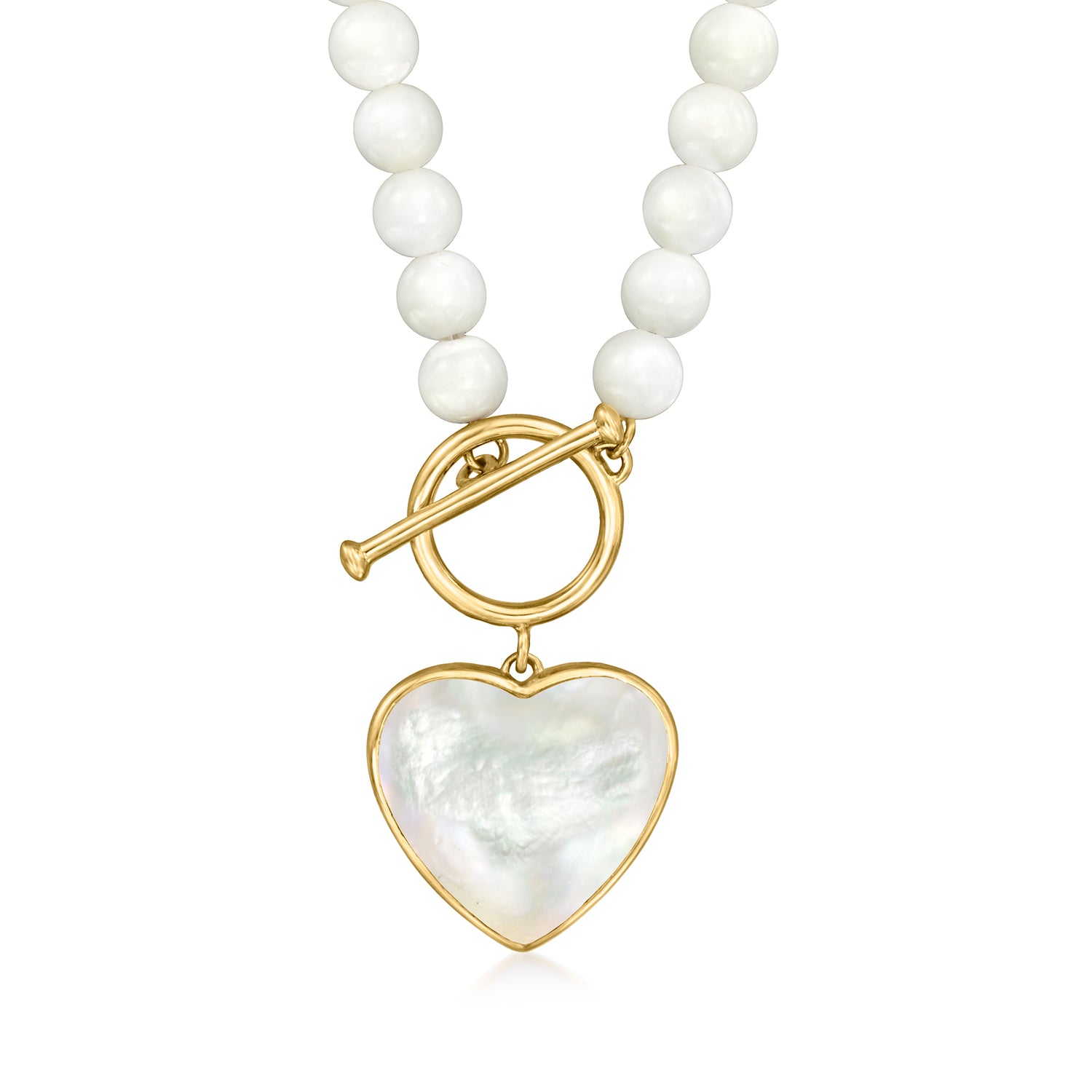 Mother-of-Pearl Heart Toggle Necklace in 18kt Gold Over Sterling