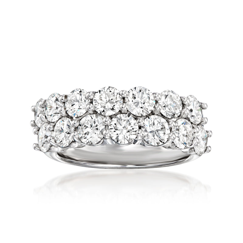Two-row lab-grown diamond ring, 14kt white gold with round stones