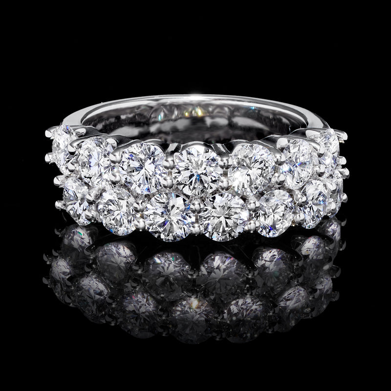 Two-row lab-grown diamond ring in 14kt white gold, round stones across two rows