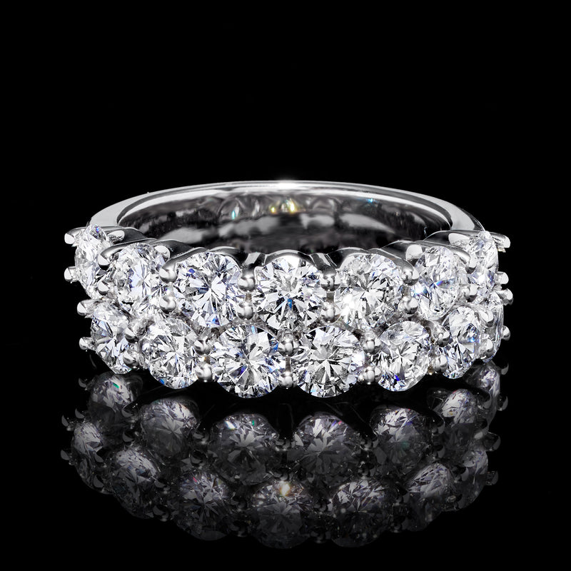 Two-row lab-grown diamond ring, 14kt white gold band with prong-set round stones