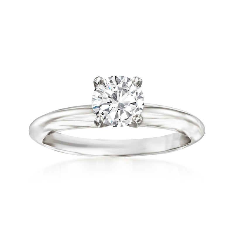14kt white gold diamond solitaire ring with round center stone
