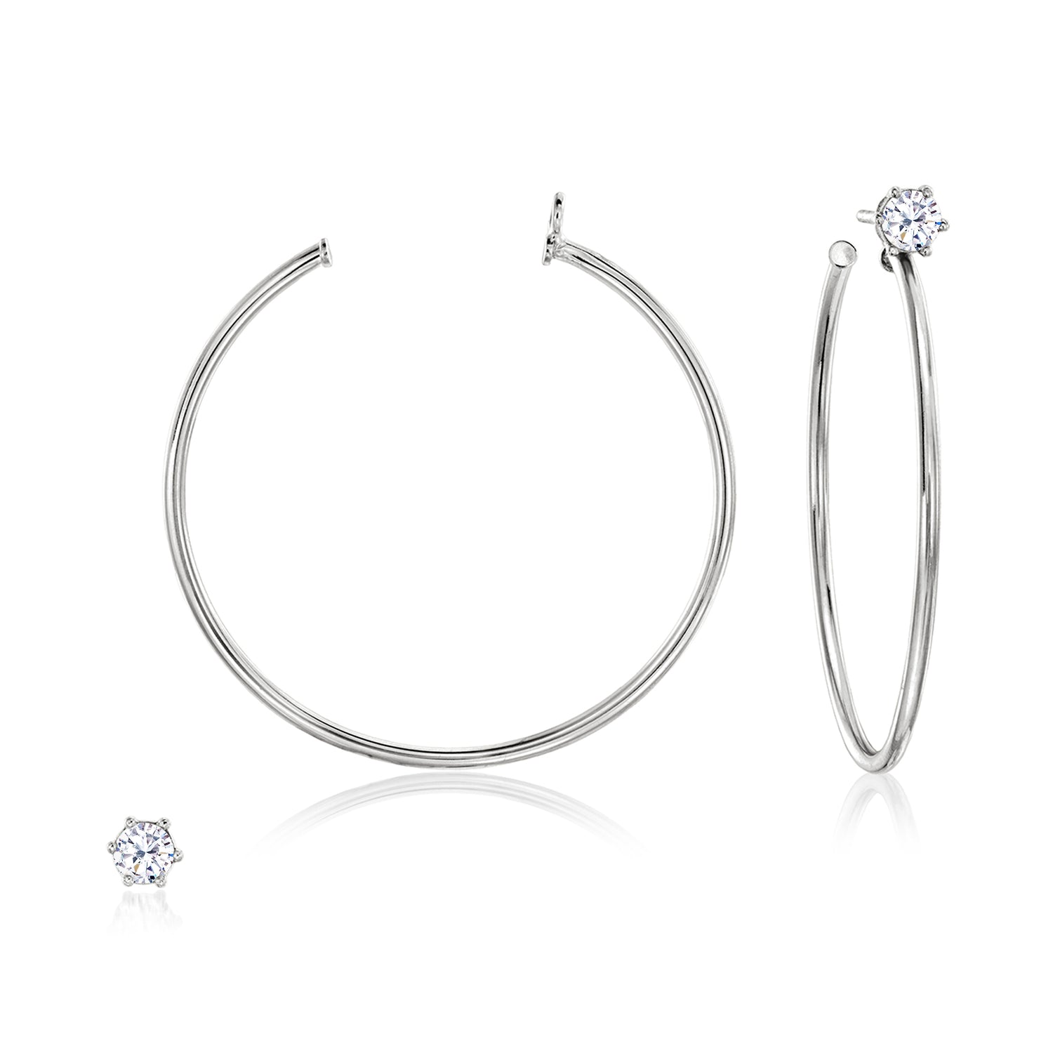 Italian .50 ct. t.w. CZ Jewelry Set: Stud Earrings and Hoop Jackets in Sterling Silver