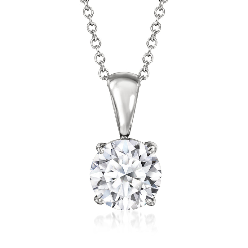 14kt white gold solitaire necklace with round brilliant lab-grown diamond