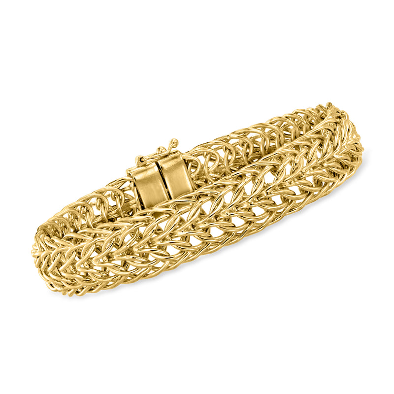 Gold over sterling Sedusa-link bracelet with magnetic clasp, gold-tone braided oval links