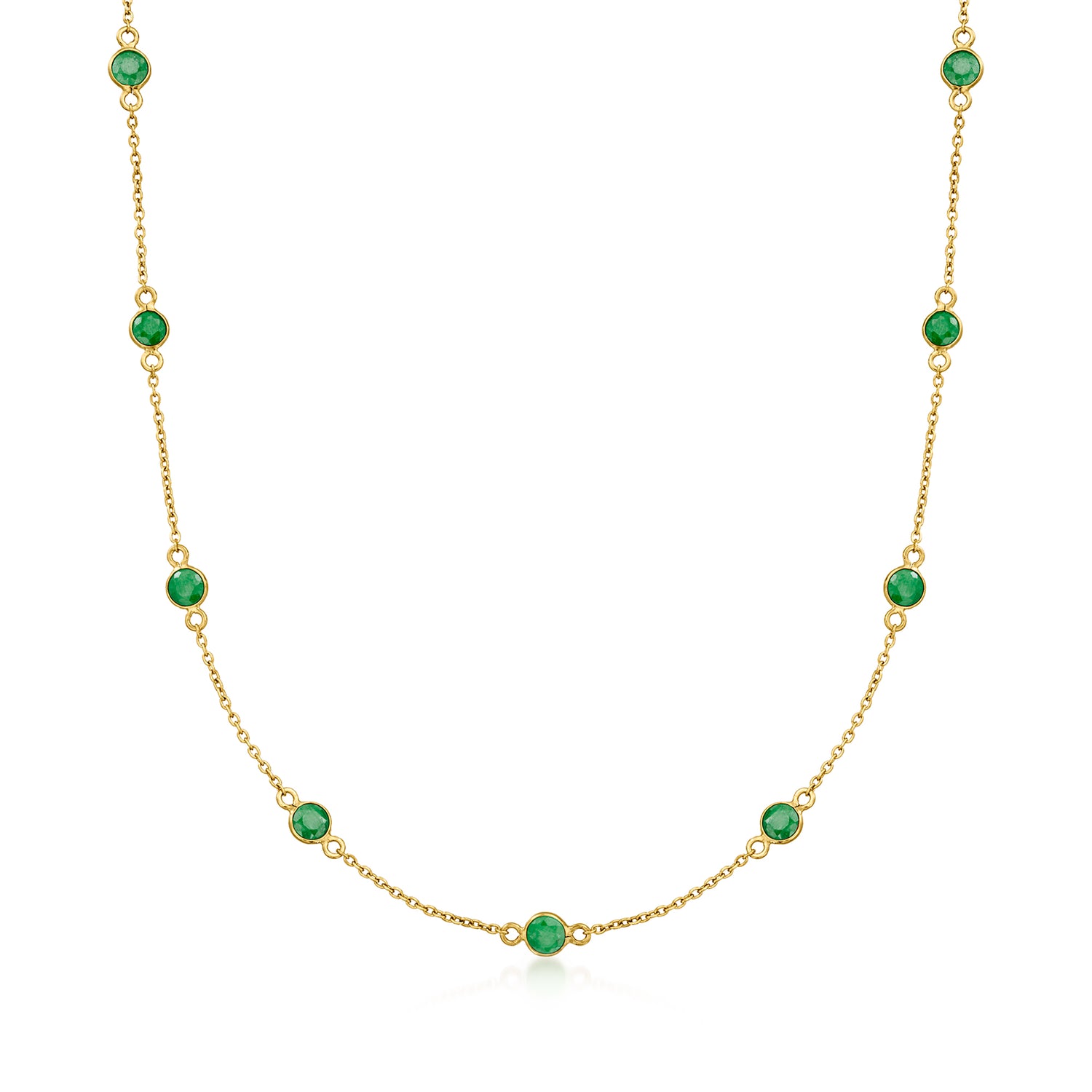 2.20 ct. t.w. Emerald Station Necklace in 18kt Gold Over Sterling