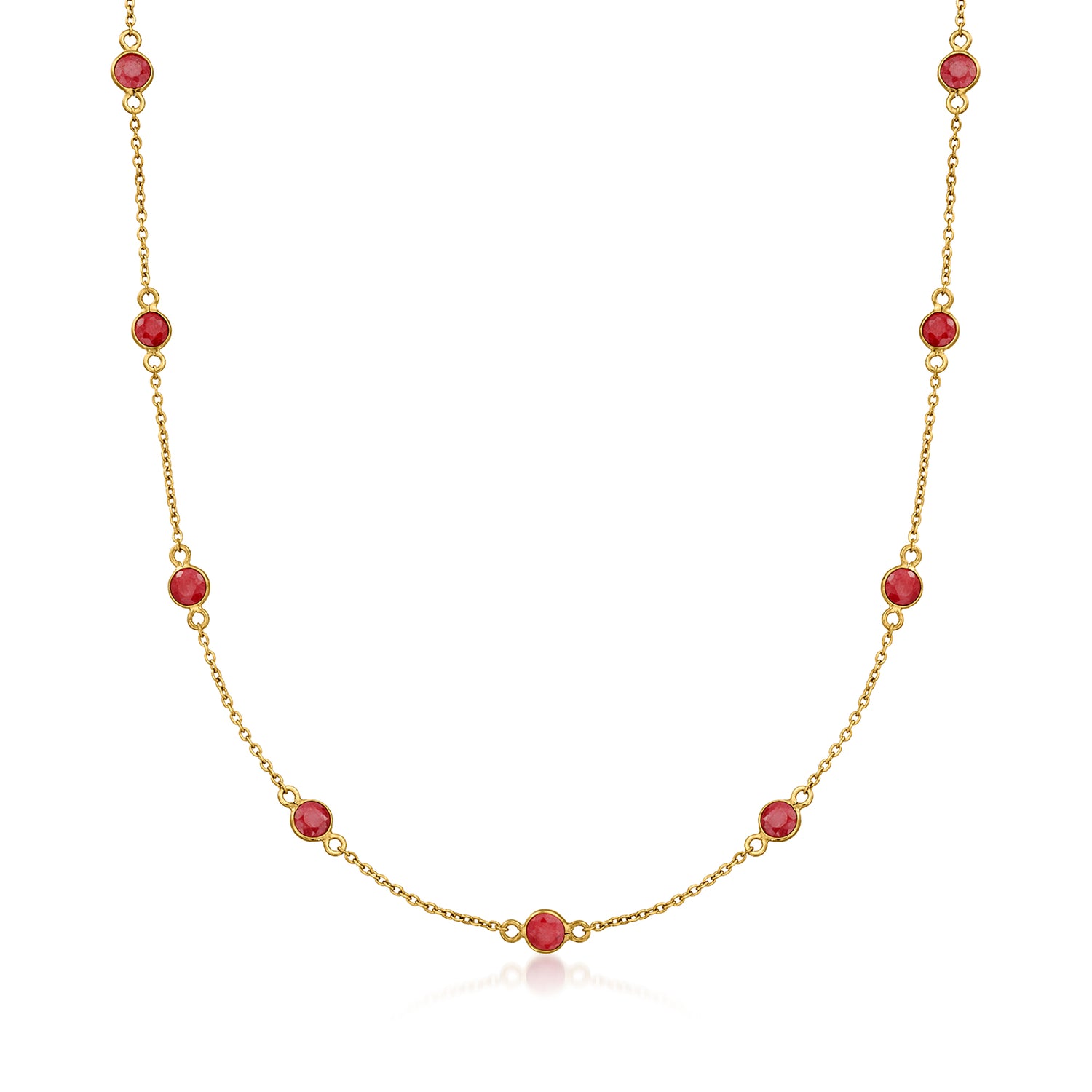 3.10 ct. t.w. Ruby Station Necklace in 18kt Gold Over Sterling