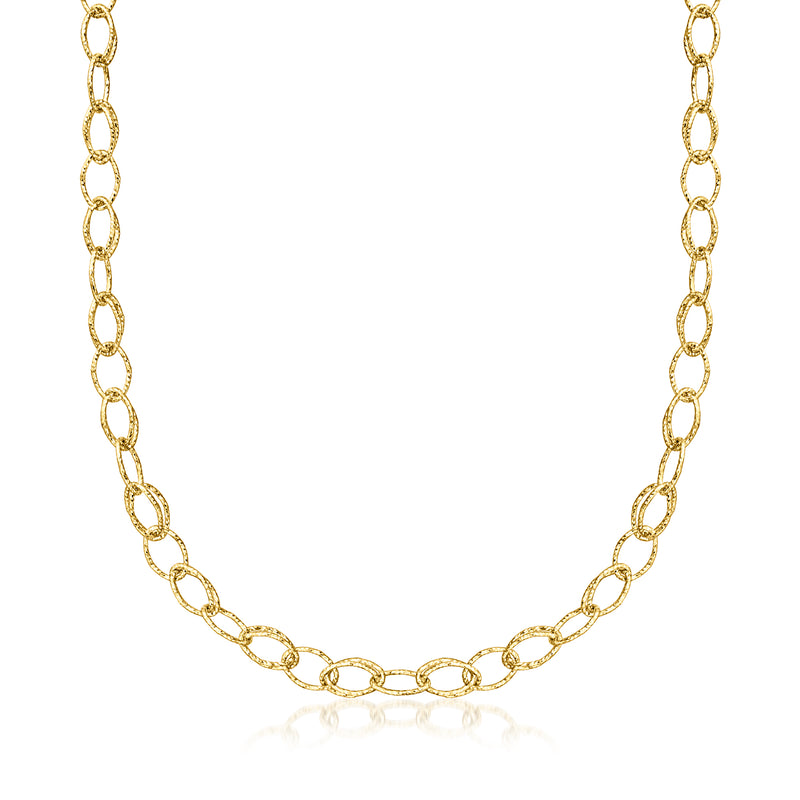 Gold-tone oval-link chain necklace with rounded clasp closure