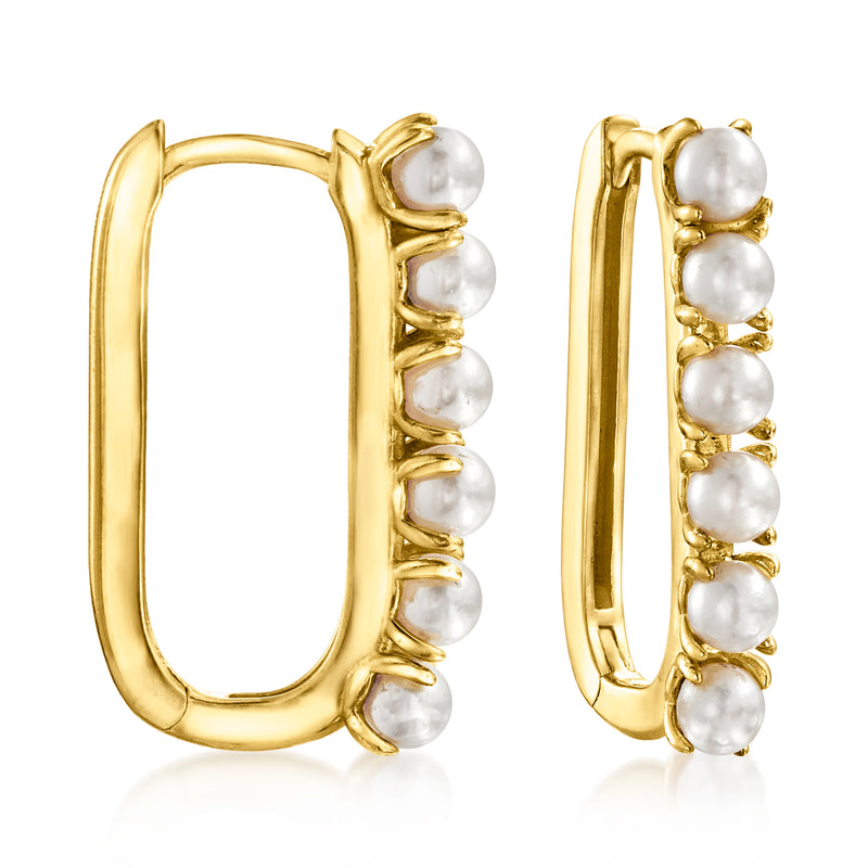 18kt gold over sterling hoop earrings with five cultured pearl drops
