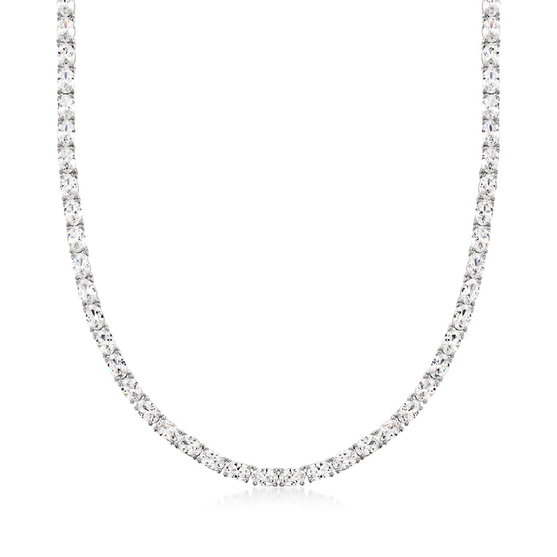 Sterling silver tennis necklace with round CZ tennis stones