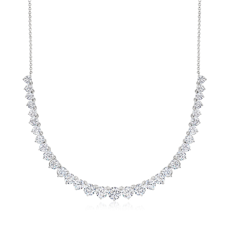 Sterling silver graduated CZ tennis necklace with round clear stones