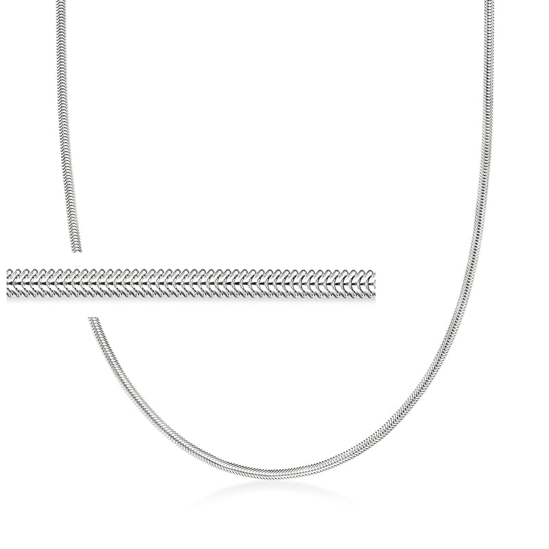 Sterling silver flat snake-chain necklace with smooth, interlocking links