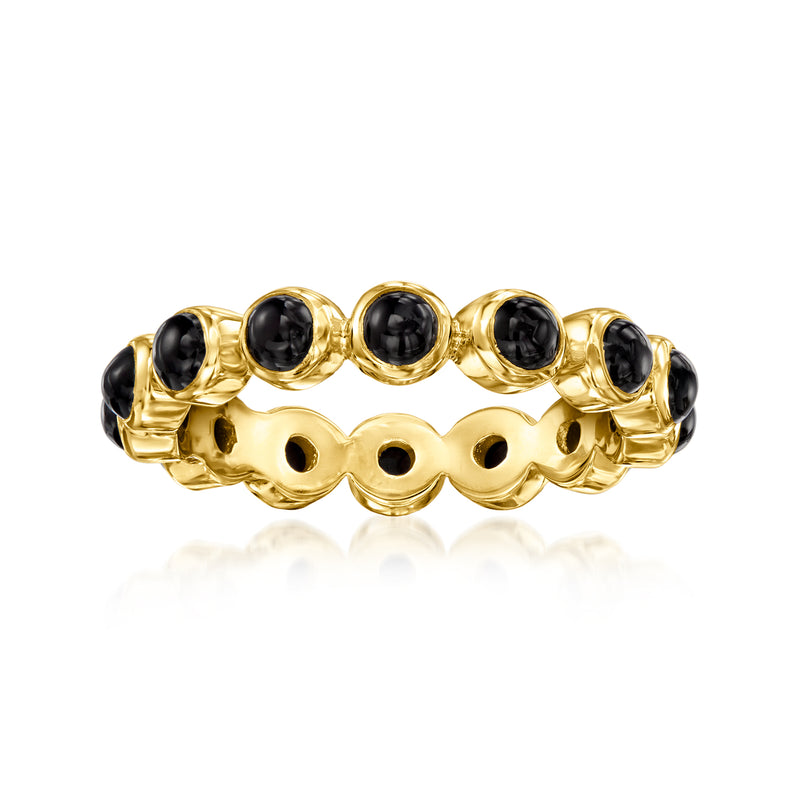 Gold over sterling eternity ring with round black onyx stones