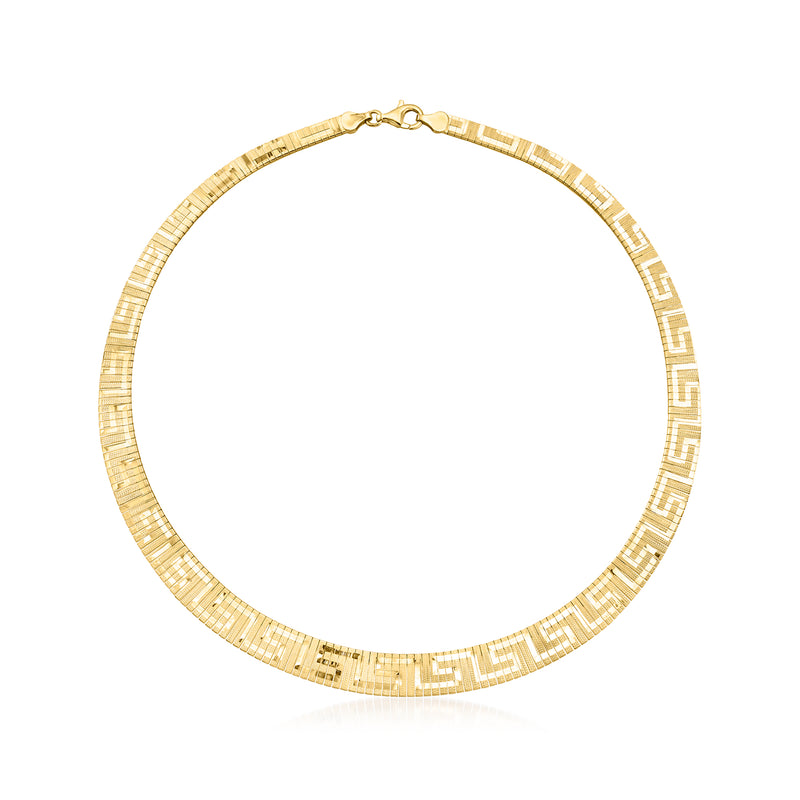 Gold over sterling necklace with Greek key patterned chain and clasp