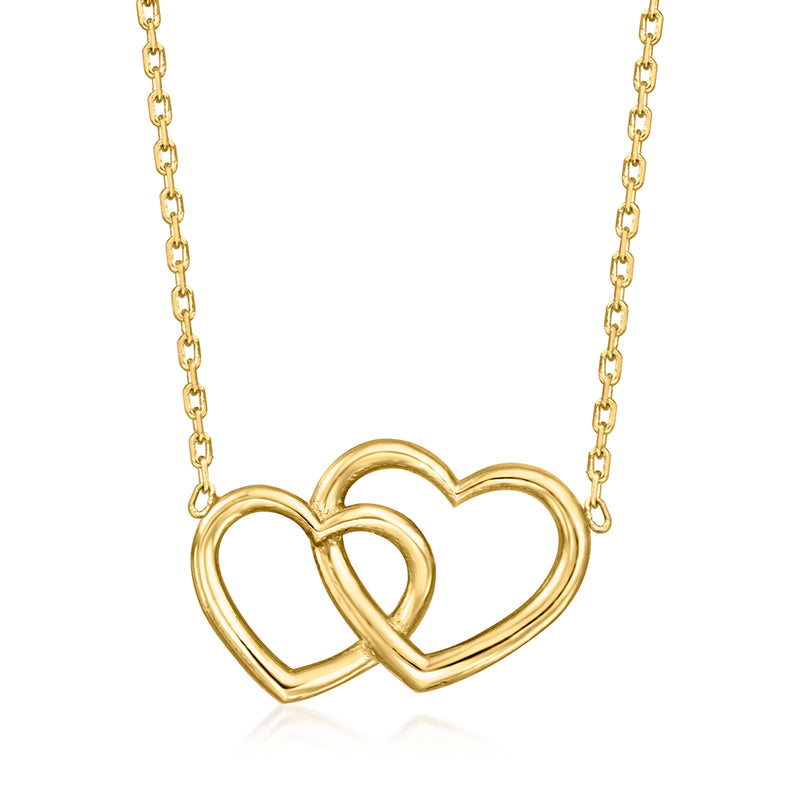 14kt yellow gold interlocking heart pendant necklace on chain