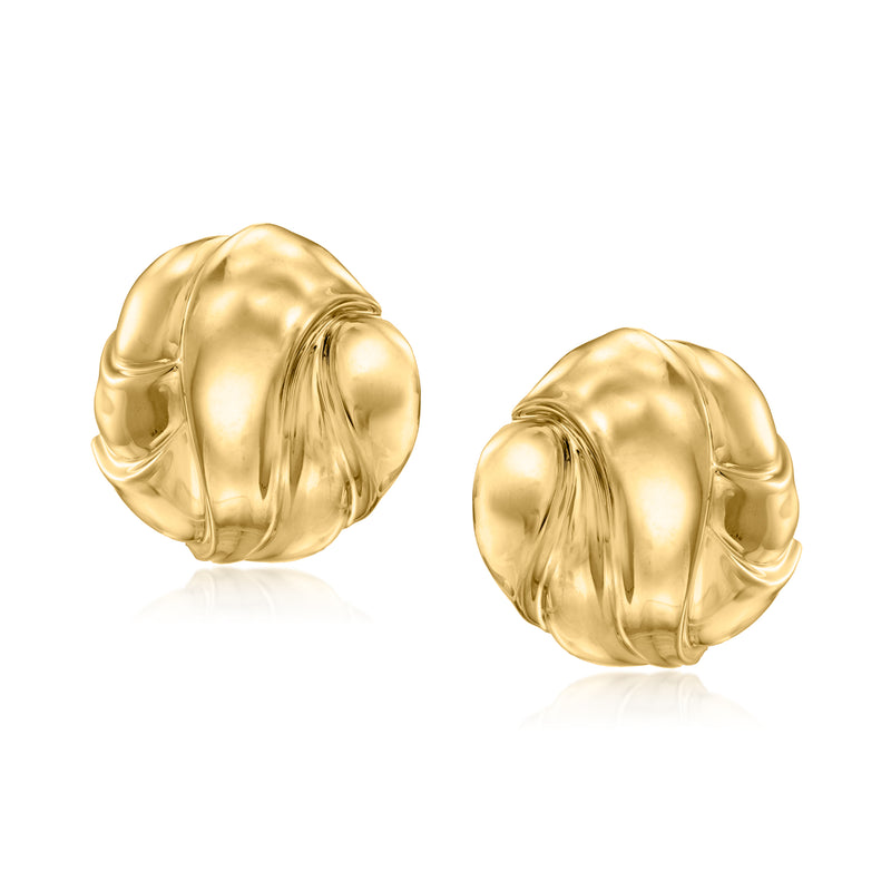 Vintage 18kt yellow gold domed circle stud earrings with post backs