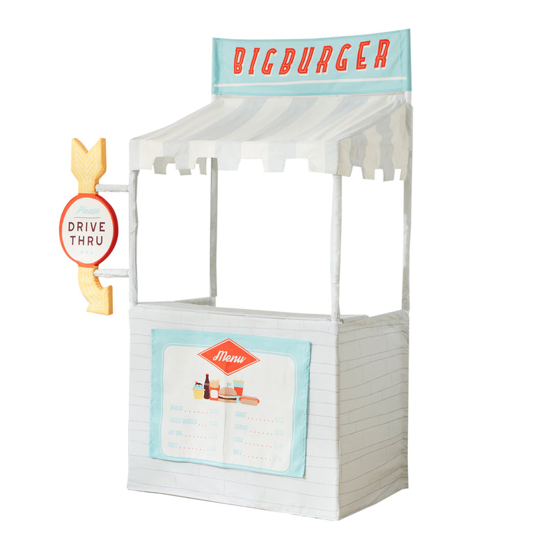 Children's 3-in-1 play stand with Drive Thru sign and burger menu window