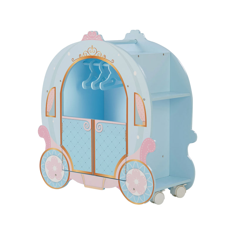 Princess pumpkin doll carriage toy with blue arched cabin and pink decorative wheels