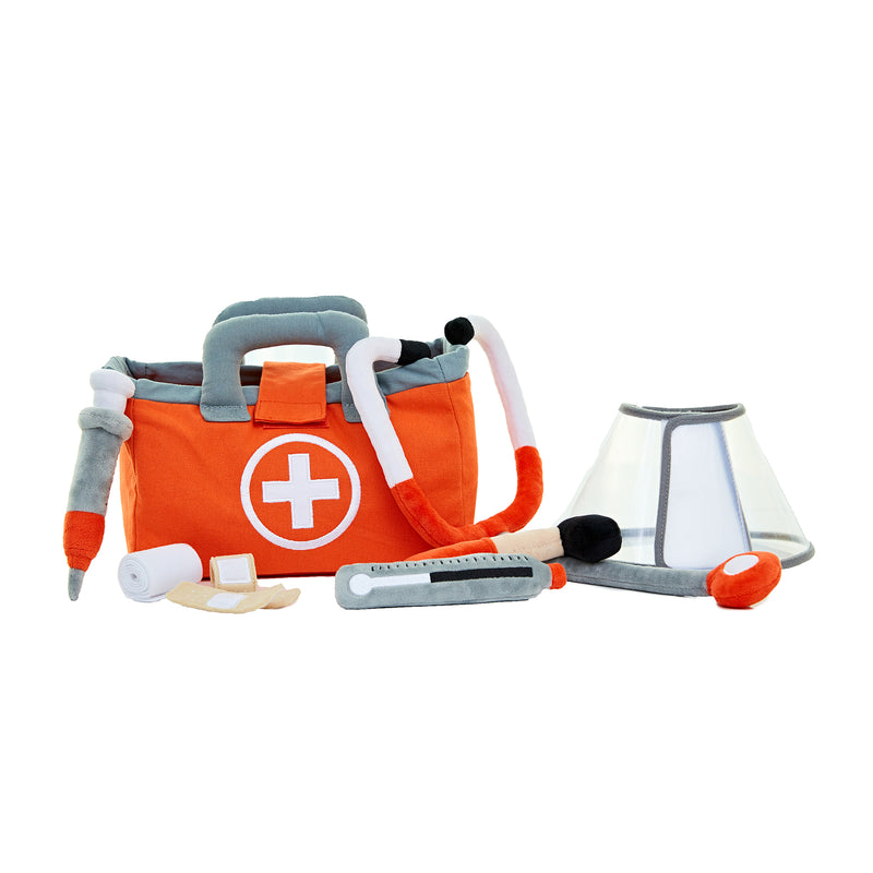 Children's orange doctor and vet pretend play set with stethoscope and accessories