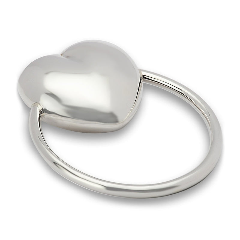 Cunill sterling silver heart baby rattle with curved loop handle