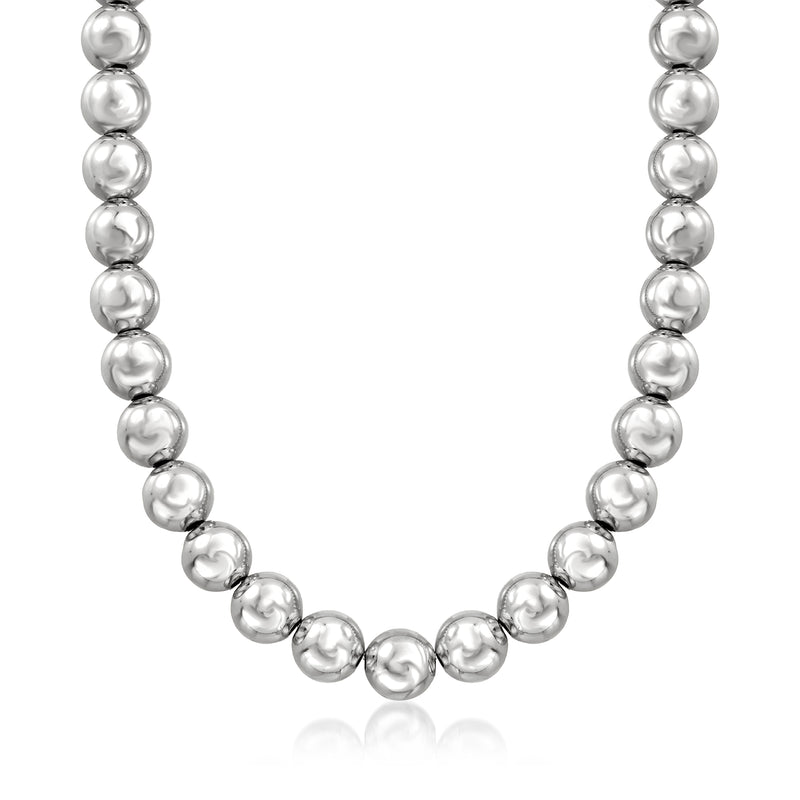 Sterling silver bead necklace with evenly spaced round ball beads