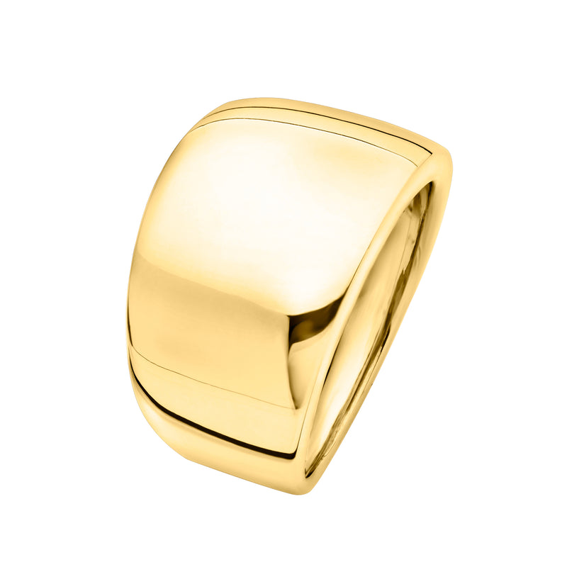 18kt yellow gold dome ring, smooth curved profile in polished finish