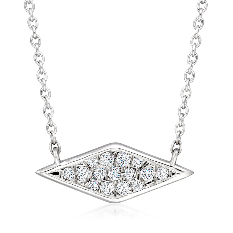 Sterling silver kite-shaped diamond necklace with marquise-cut sparkle pendant