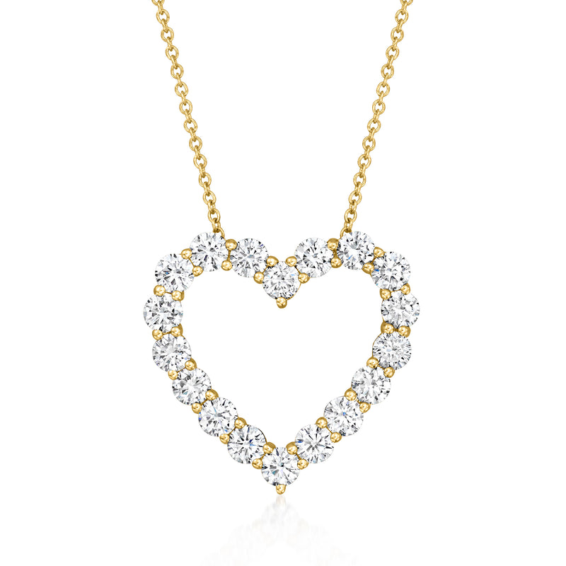 Lab-grown diamond heart pendant necklace in yellow gold