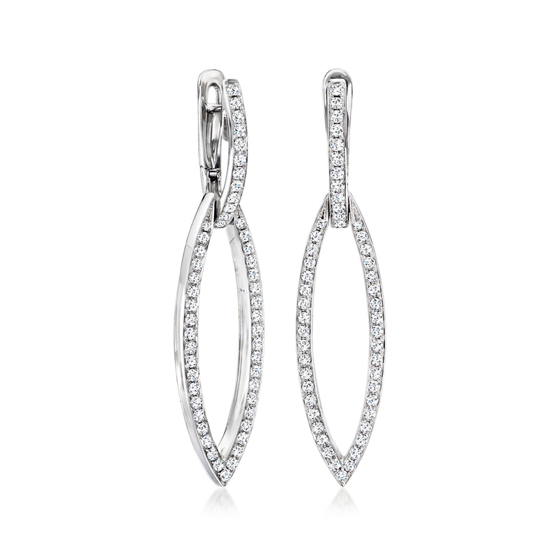 18kt white gold marquise drop earrings with pavé diamonds