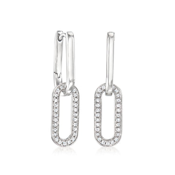 .15 ct. t.w. Diamond Paper Clip Link Removable Drop Earrings in Sterling Silver
