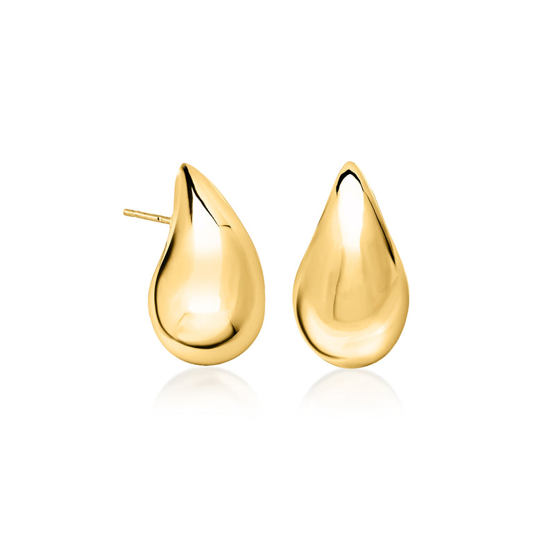 14kt yellow gold teardrop drop earrings with polished smooth finish