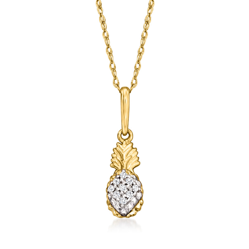 Diamond pineapple pendant necklace in 14kt yellow gold